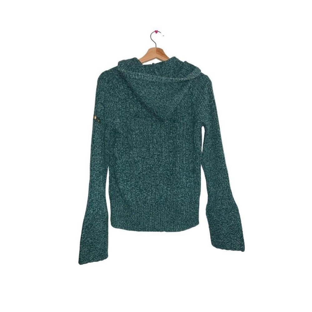 DKNY Jeans Teal knit hoodie zipper pullover - Picture 2 of 4